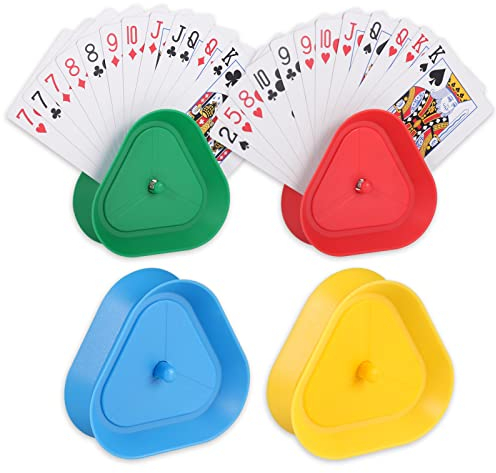 Zocipro Kartenhalter für Kinder und Senioren, 4 Stück Spielkartenhalter, Freisprech Kartenständer, Spielkarten Aufbewahrung