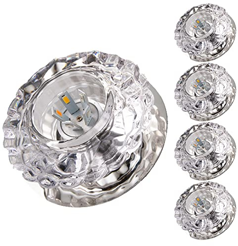 FAZRPIP 3W/5W Kristall-Deckenleuchte 5er-Set, Schallwandverkleidung, runder LED-Einbaustrahler Kristall-LED-Strahler für Wohnzimmer, Schlafzimmer, Flur-Innendekorationsbeleuchtung