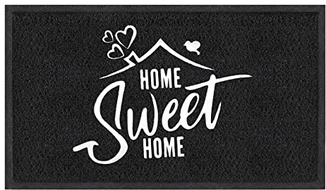 comfoyar Home Sweet Home Fußmatte Außen, rutschfest Langlebig Schmutzfänger Wasserdicht Türmatte für den Eingang, Patio, Vordere Hintertür(45x75cm, Schwarz)