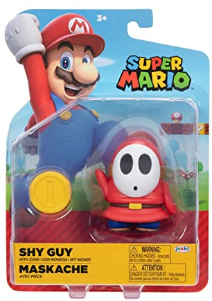 World of Nintendo – Super Mario – Figur mit Gelenken, 10,2 cm + Zubehör – Shy Guy + Münze