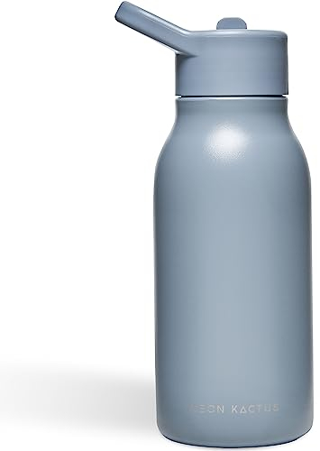 Neon Kactus Kids | Stainless Steel Kids Water Bottle with Straw | Double-Wall Vacuum Insulated Water Bottle | Locks in Heat or Cold for Hours | Leak-Proof, BPA-Free & Lightweight |Super Sonic 340ml