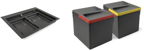 Emuca - Abfallsammler, Kit aus 2 Eimern mit höhe 216mm und Fassungsvermögen von 12 Litern + Zuschneidbaren Basis