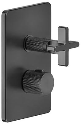 Gessi Inciso Dusche Fertigmontageset, für UP-Thermostat mit Absperrventil, ein Ausgang für UPK 09269, 58232, Farbe: Schwarz XL