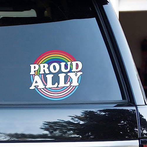 Yelolyio 15,2 cm (6 Zoll) Proud Ally Gay Lesbischer Aufkleber LGBT Pride Autoaufkleber Laptop-Aufkleber, Verwendung auf Autos, LKWs, Laptops, Fenstern, Wänden, Holz oder Glas, 2 Stück