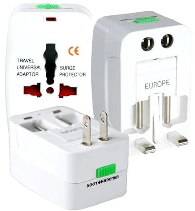 TRENDY TECHZ Universal Plug Adapter - Universal Travel Adapter Extension Multi Socket Wall Charger Adapter for EU,USA, ASIA and Traveling from Anywhere to UK - White