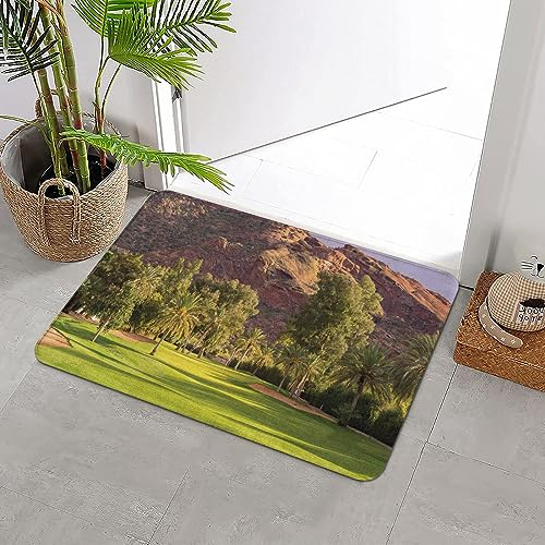 Badteppich rutschfeste,Golf Scenic Cliffs Desert Golf Course Phoenix Arizona Country Resort Vacation Green Mauve,Wasserabsorbierend Badematte maschinenwaschbar Badvorleger für Dusche,Badewanne,40x60cm