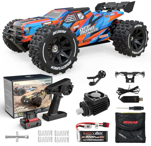 BEZGAR HP141 Schnelle RC-Autos für Erwachsene – Max 76 KM/H bürstenloses RC-Auto, RC-Trucks 4x4 Offroad wasserdicht, RC-Monstertrucks im Maßstab 1:14, ferngesteuerte Autos für Erwachsene