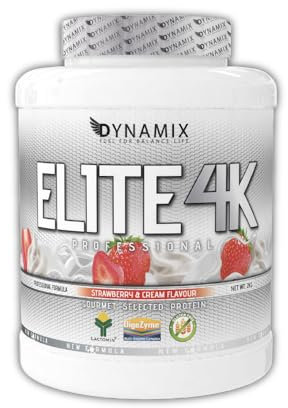Dynamix Elite 4K 2kg | Sabor FRESA - NATA | Proteína de Suero (Whey) Profesional | Enriquecida con Vitamina B6 y Enzimas Digestivas | Fórmula Gourmet | Sin Gluten
