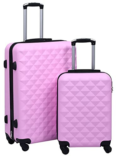 Homgoday Lot de valises à roulettes à étui rigide 2 pièces Rose en ABS, meubles pour maison intérieure extérieure salon chambre à coucher, rose