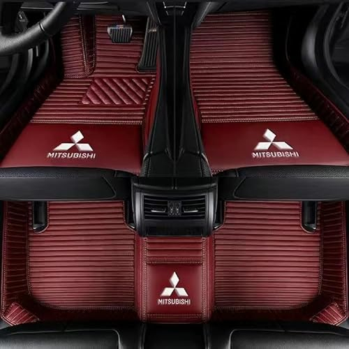 Auto Fußmatten für Mitsubishi Space Star 2019-2023,Antirutschmatten Fussmatte Wasserfest Wasserdicht rutschfest Nach Maß Leder Fussmatten Set,Red