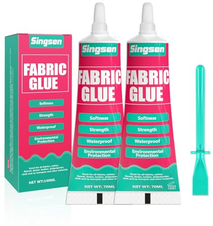 140ml Colla Tessuto -Adesivo per Tessuti Trasparente Lavabile e Impermeabile per Cotone, Flanella, Denim, Poliestere e Riparazione di Bambole - 24 ore asciutto e impermeabile