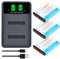 PowerTrust Lot de 3 batteries Li-42B NP-45 EN-EL10 Li-40B et chargeur pour Olympus FE-3000 TG-310 VG-165 VH-210 VR-310 X-875 VR-320 TG-310 TG-320 VR-330, pour FujiFilm XP30 TG-330 205 T. 205 JX350