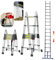 Teleskopleiter 5 m Klappbar, Rutschfester 5 m Teleskopleiter 2,5 m + 2,5 m Edelstahlleiter Ausziehbar Leiter Schiebeleiter 16-Sprossenleiter, max 150 kg Belastbarkeit