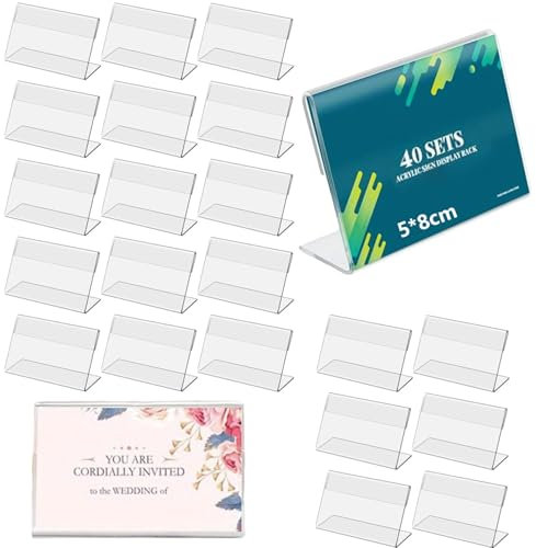 40 Stück Acryl Preisschilder 5 X 8 Cm, Acryl Etikettenhalter,Acryl Namenskarten Halter,Vertikal Acryl Etikettenhalter,Mini Schild Display,Geeignet Für Geschäfte, Büros, Schulen, Einkaufszentren