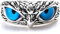AORHOFJ 1 Stück Eule Glücksring, blaues Adlerauge Sterling Silber Vintage offener Ring verstellbarer Eulenring für Frauen und Männer