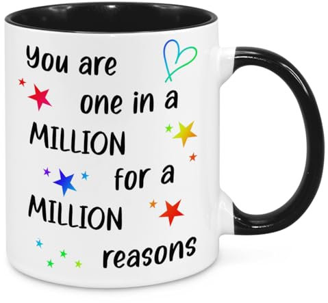 Cherish Charlie Designs One in A Million, Friendship Quote Mug, Birthday Gifts for Best Friend, Sister, Mum, Wife, Grandma, Appreciation Gift, Thank You Gift (Rainbow)