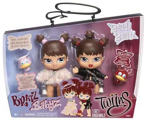 Bratz Babyz Twiins Dolls Phoebe und Roxxi - 2er-Pack mit Sammlerpuppen und Haustieren, Niedliche Babypuppen mit Stylischem Outfit - Kinderspielzeug - Ideal für Kids ab 6 Jahren