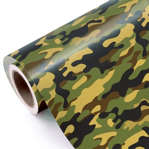 WRAPAHOLIC Camo Geschenkpapier – Mini-Rolle – 43 cm x 100 cm – Camouflage-Armee-Geschenkpapier für Männer, Geburtstag, Weihnachten, Urlaub, Babypartys