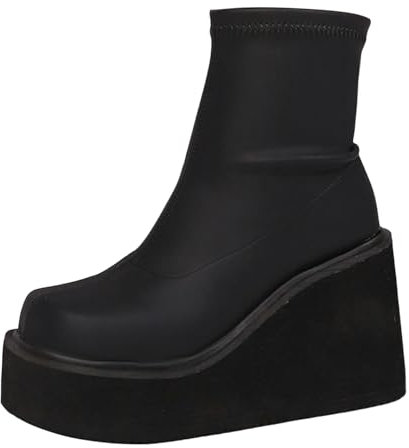 Stivali Polpaccio XXL Stivale Donna Stivaletti Donna Bassi con carrarmato Stivali da Donna Alti Stivali Moto Impermeabili Stivali da Donna sopra al Ginocchio, con Tacco Alto e Plateau Cowboy