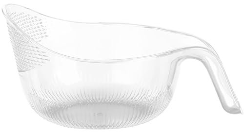 Rice Washer Rice Strainer 9x5 Inch BPA-free Plastic Rice Washer with Fine Holes and Ergonomical Handle Multifunctional Fruit Washing Bowl for Cleaning Fruits, Vegetables Transparent