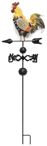 STGBCST Colorida veleta de gallo de metal con indicador de viento, forma de gallo, decoración con adorno de gallo, indicador de dirección de viento, 120 x 30 cm, indicador de dirección de viento y