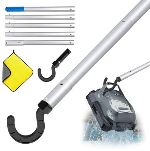 Gancho para Robot de Piscina,con 5 Barras de Aluminio de Refuerzo Desmontables 185cm, Pool Vacuum Sweeper Hooks, Ganchos para Todos Los Limpiadores RobóTicos De Piscina