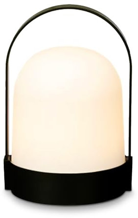 TIENDA EURASIA – Lampara LED con Asa | Lampara Escritorio | 14x21 cm | Plástico PP | Blanco y Negro | Funciona con 3 Pilas AAA No Incluidas | Botón de Encendido | Lamparas de Mesita de Noche
