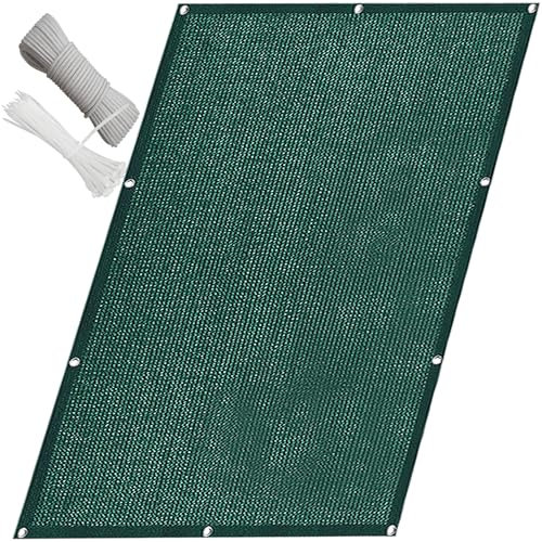 QINLIQIN Balkon Sichtschutz 170 x 260 cm Balkonbespannung Sichtschutz Uv-Schutz PES Wetterfester mit Befestigungsschnur Kabelbinder für Wohnungsgeländer, Dunkelgrün