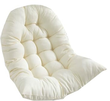 Miaogoo Breathable Indoor Outdoor Hanging Basket Chair Cushion, Waterproof Comfortable Swing Pad with Sun Resistant, Garden Patio Home Egg Chair Cushion (White,120x85cm)