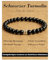 Landorilo Naturstein Heilstein Edelstein Armband, 6mm Schwarzer Turmalin mit 925 Silber Perlen, Damen Herren Buchstaben Armbänder, Valentinstag, Weihnachten, Geburtstag Geschenke. Fakultativ A-Z.A