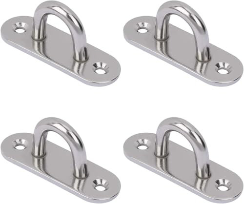 Jesustree Gancio per Soffitto e Parete,M6 Placca Occhiello in Acciaio Inossidabile per Sedia Sospesa, Amaca, Staffa, Altalena, Sacco da Boxe, Yoga, 4 Pezzi (Argento)