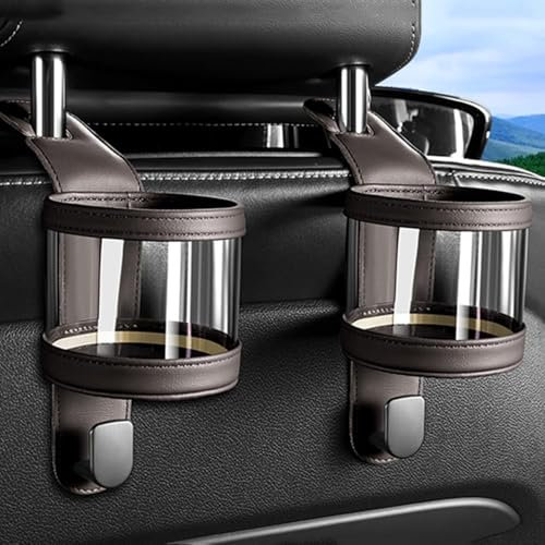 ZhBFJtBD 2 Stück Getränkehalter Auto für BMW Serie 5 Series 5er Touring F11 E61 E39 Touring Multifunktionaler Auto Kopfstütze Becherhalter Auto-Becherhaken Fahrzeugbecherhalter Zubehör Brown Style