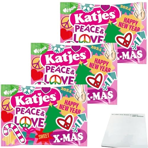 usy Bundle für Katjes Peace & Love Vegan Neujahr Edition 3er Pack (3x175g Packung) + usy Block