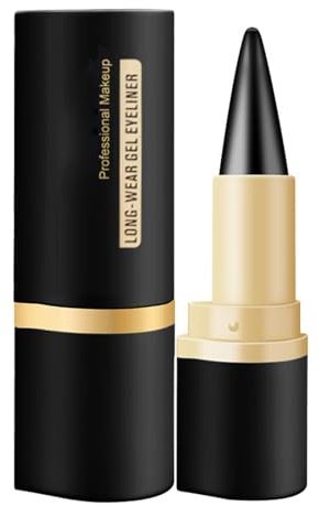 Vawolecy Gel Eyeliner Pencil, Quick Drying Waterproof Smudge-proof Eye Liner Pen, Cat Eye Goth Halloween Makeup (Black)