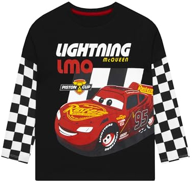 Disney Lightning McQueen Tshirt, Long Sleeve Boys T-Shirts, Cars Boys Clothing Ages 2 to 8 Years
