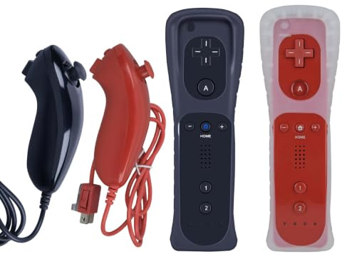 RYQIF Custodia di ricambio per telecomando Compatibile con controller wireless Wii U e gamepad Nintendo. Telecomando intercambiabile con custodia in silicone e cinturino da polso (rosso e nero).
