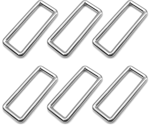 Niuhong 6 Pcs Metall Rechteck Ring Schnallen Gürtelschnallen Ring Quadratische Schnalle Reparatur Taschenzubehör Für Taschengürtel Rucksack Gepäcktasche DIY Hardware Zubehör Nähen