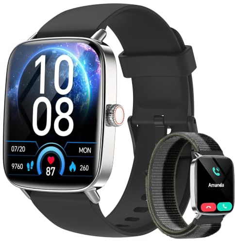 Smartwatch Herren Damen mit Telefonfunktion, 1,85 Fitnessuhr Smart Watch, 100+ Sportmodi Fitness Tracker mit Herzfrequenz/SpO2/Schlaf Monitor Schrittzähler, IP68 Wasserdicht Sportuhr für iOS Android
