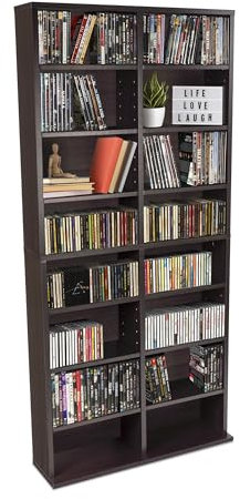 Atlantic Oskar Adjustable Media Cabinet - Holds 464 CDs, 228 DVDs or 276 Blu-rays, 12 Adjustable and 4 fixed shelves PN in Espresso