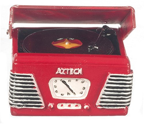 Aztec Imports, Inc. Puppenhaus Miniatur Zubehör 1950's Plattenspieler in Rot