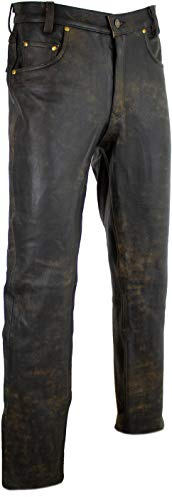 MDM Lederhose in antik braun Lederjeans Bikerjeans Motorrad Used Look