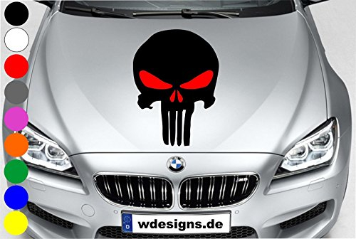 wDesigns Autoaufkleber The Punisher Totenkopf ROT Aufkleber Motorhaube Sticker Schädel