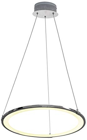 LED Universum Schlichte Pendelleuchte Halos: aus verchromtem Aluminium mit opaler Kunststoffabdeckung für homogenes warmweißes Licht, 19 Watt, höhenverstellbar