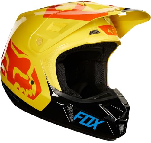 Fox V2 Preme Motocross Helm, schwarz/gelb/rot, XS (53/54)