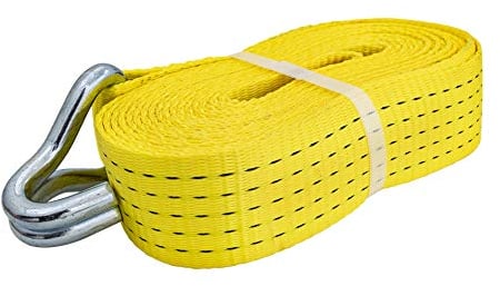 PETEX 43193519 - Cinghia senza cricchetto, 1 pezzo, 7, 6 m, 50 mm, 2500/5000 Dan, gancio doppio appuntito, giallo