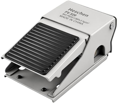 Heschen Pneumatischer Fußpedalschalter, FV-320, Tastschalter, PT1/4-Gewinde (12mm), 3-Wege/2-Positionen, rutschfester Gummi