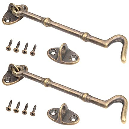 MroMax 5 Cabin Hooks Eye Latch Door Gate Swivel Window Brass Hook with Mounting Screws Bronze 2pcs