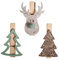 Rayher 46545000 Holzklammern mit Tannenbaum und Rentier, 6 Stück, 2,7x4,8cm - 3,5x4,8cm, Deko-Klammern zum Basteln und Verzieren, Weihnachtsklammern