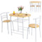 GIANTEX 3 TLG. Essgruppe Esstisch mit 2 Stühlen, Esszimmergruppe Kleiner Küchentisch Set für 2 Personen, Esszimmer Tisch mit Ablage, Bistro-Set Sitzgruppe Platzsparend (Natur+Weiß)