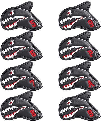 Craftsman Golf Iron Covers Shark Embroideried ron Club Headcover Set with Large Red No.